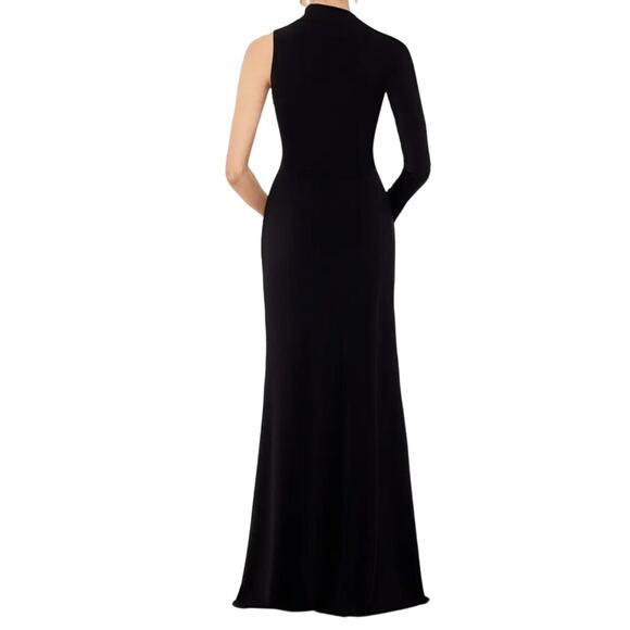 Betsy Adams asymmetric single long sleeve gown dress black size 8 - Picture 8 of 8
